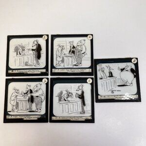 Magic Lantern Glass Slide The Druggist 1 - 5 Cartoon Ewarde Blaisdell